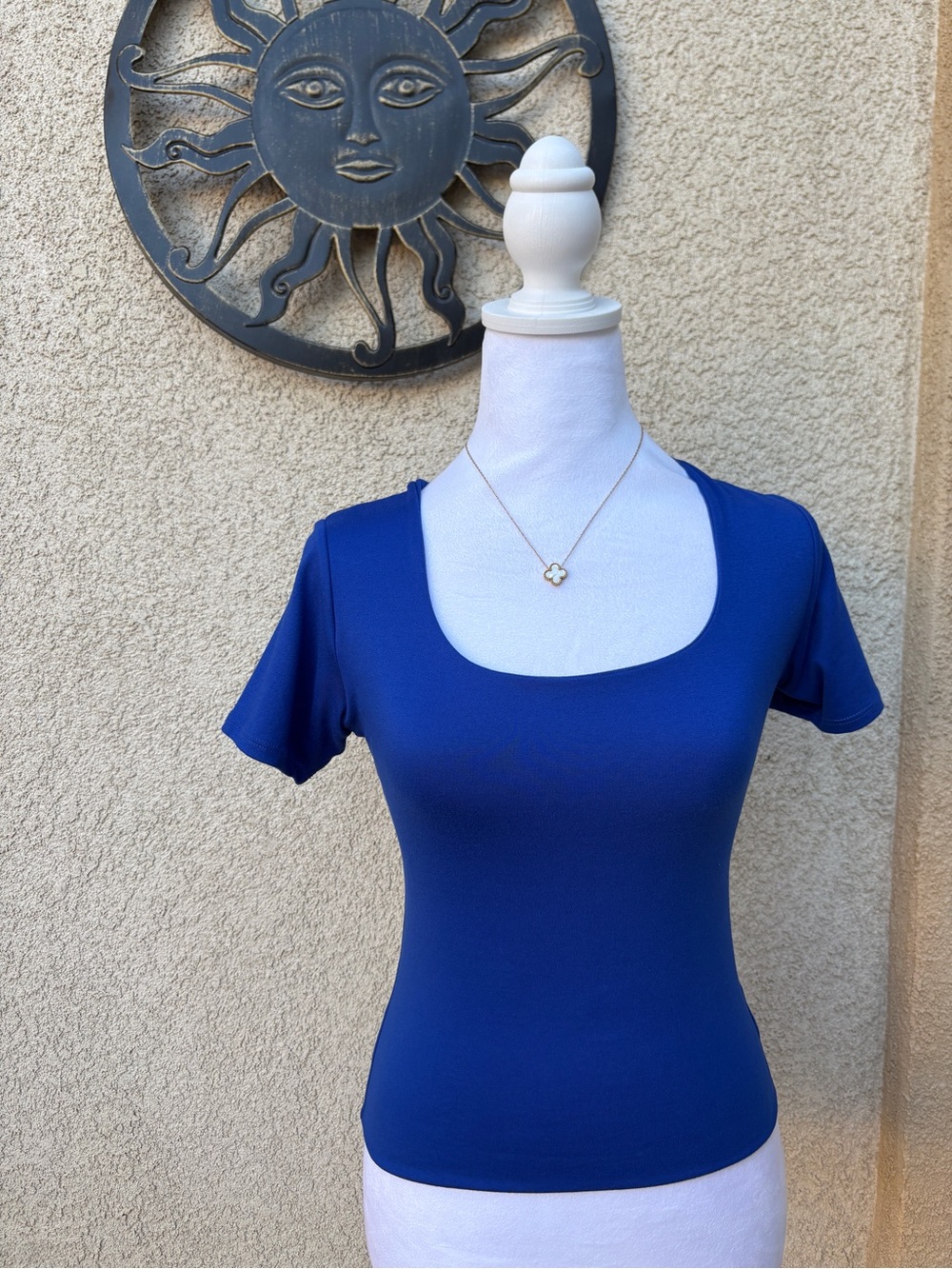 Cobalt Blue Scoop Neck Buttery Soft Short Sleeve Top